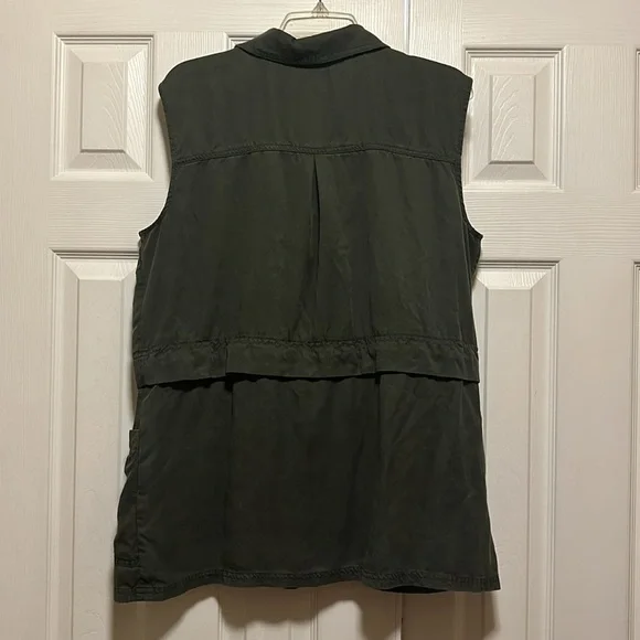 Cupcakes & Cashmere Full Zip Vest Cinching Waist Pockets Green- Size Large - Picture 4 of 10